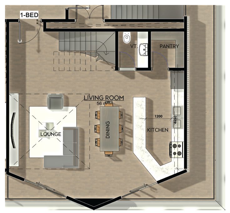 One Bed Lower Pent Floor 1