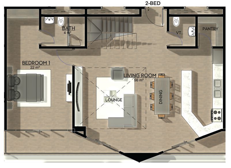 Two Bed Lower Pent Floor 1