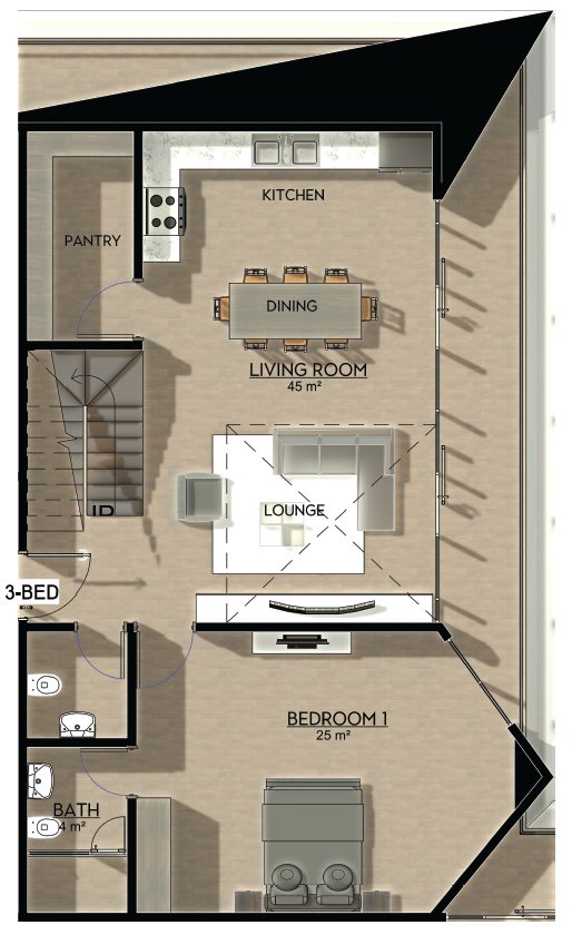 Three Bed Lower Pent Floor 1